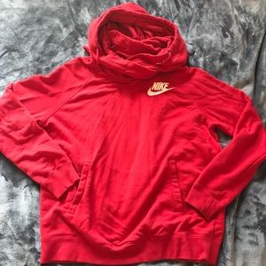 NIKE red pull over hoodie